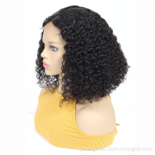 Mink Brazilian Real Virgin Hair Short Size 6 Inch 8 Inch 10 Inch Bob Cut Wig Wholesale Human Hair Lace Closure Curly Bob Wig
